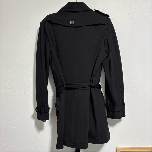Vince Camuto Women's XL Black Fitted Car Coat Overcoat Trench Button Front Belt - Picture 5 of 10